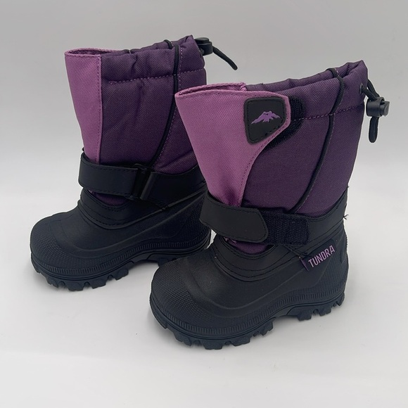 NWT Tundra Kids Thermal Snow Boots – Black/Purple Size 8 - Picture 3 of 15